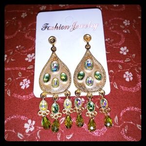 Gold and crystal teardrop earrings
